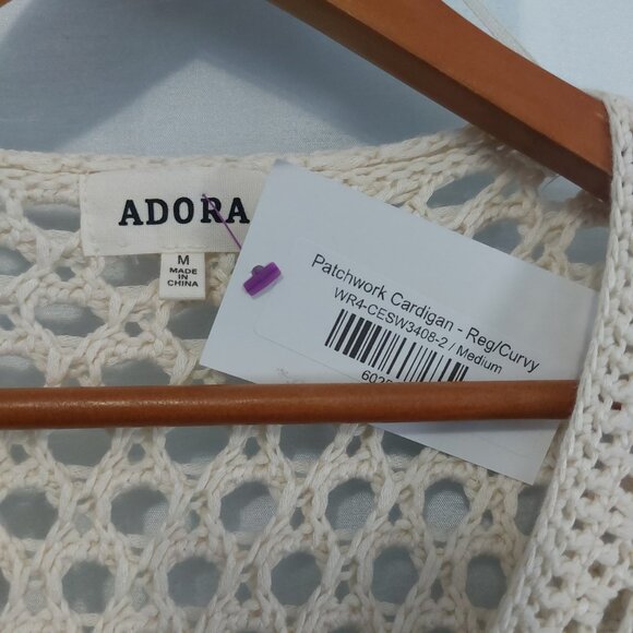 ADORA Crochet Granny Square Cardigan Med NEW Button Front Patchwork Cottagecore - Picture 7 of 13